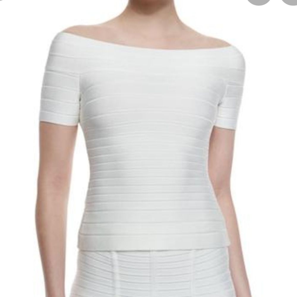 Herve Leger Francesca Off Shoulder Bandage Top M